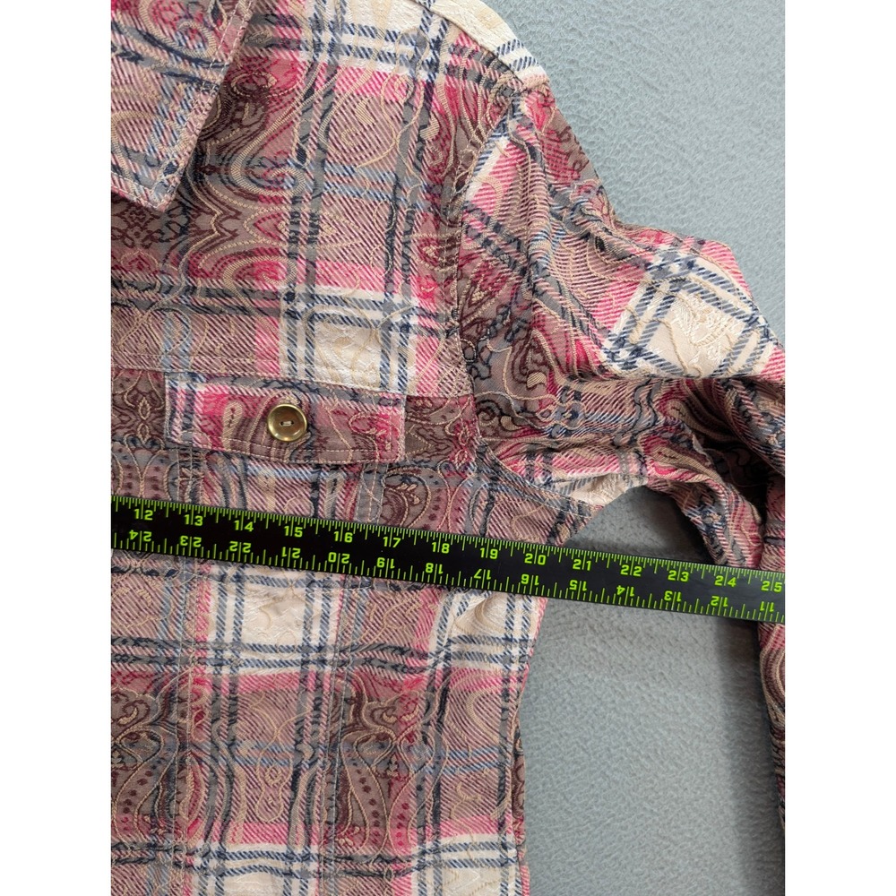 Silver Krossing Jacket Women's Size XL Plaid Paisley Textured Button Front Retro - Picture 7 of 13